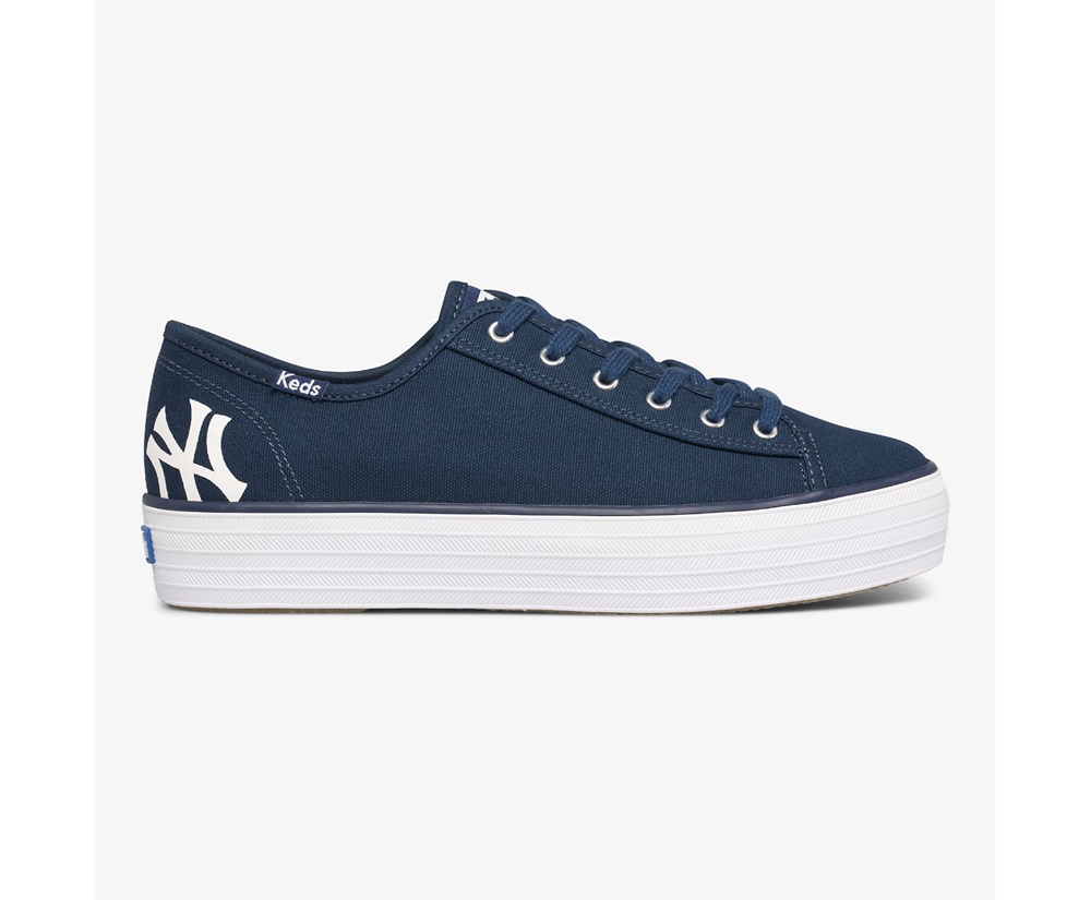 Womens Keds Sneakers - Triple Kick MLB® - Navy - 8671-SFWUG